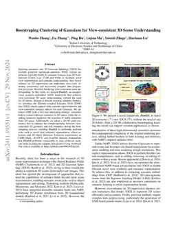 Bootstraping Clustering of Gaussians for View-consistent 3D Scene Understanding