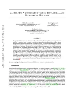 CantorNet: A Sandbox for Testing Geometrical and Topological Complexity Measures