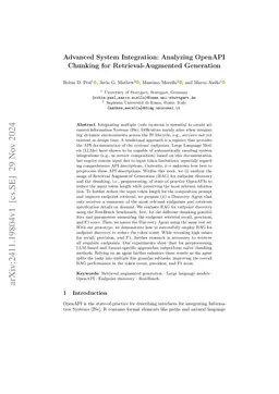 Advanced System Integration: Analyzing OpenAPI Chunking for Retrieval-Augmented Generation