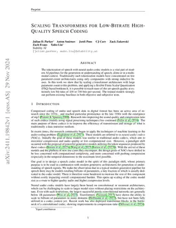 Scaling Transformers for Low-Bitrate High-Quality Speech Coding