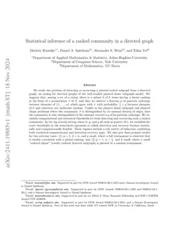 Statistical inference of a ranked community in a directed graph