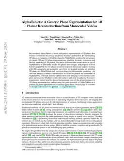 AlphaTablets: A Generic Plane Representation for 3D Planar
  Reconstruction from Monocular Videos