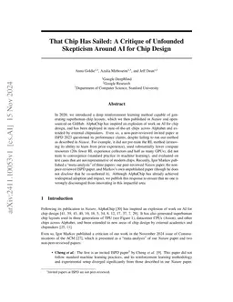 That Chip Has Sailed: A Critique of Unfounded Skepticism Around AI for
  Chip Design