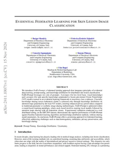 Evidential Federated Learning for Skin Lesion Image Classification