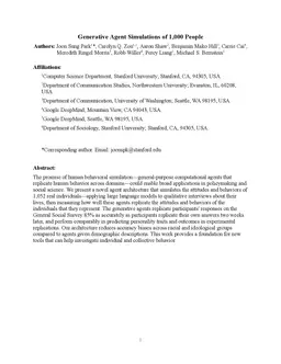 Generative Agent Simulations of 1,000 People