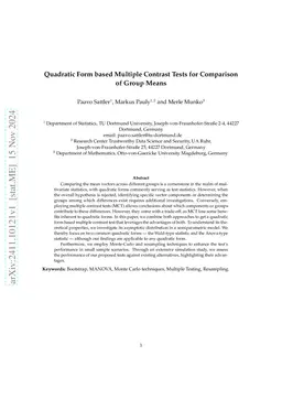 Quadratic Form based Multiple Contrast Tests for Comparison of Group
  Means