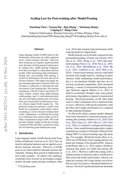 P$^2$ Law: Scaling Law for Post-Training After Model Pruning