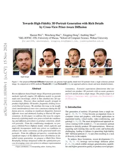 Towards High-Fidelity 3D Portrait Generation with Rich Details by
  Cross-View Prior-Aware Diffusion