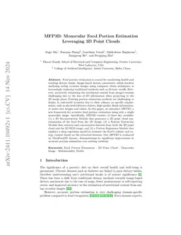MFP3D: Monocular Food Portion Estimation Leveraging 3D Point Clouds
