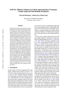 SoftLMs: Efficient Adaptive Low-Rank Approximation of Language Models
  using Soft-Thresholding Mechanism
