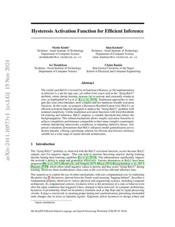 Hysteresis Activation Function for Efficient Inference