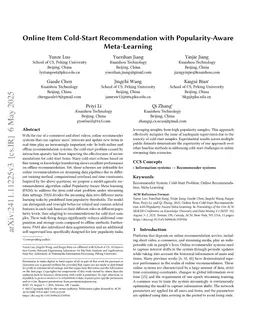 Online Item Cold-Start Recommendation with Popularity-Aware Meta-Learning