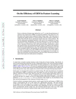 On the Efficiency of ERM in Feature Learning