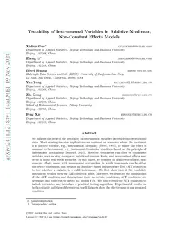 Testability of Instrumental Variables in Additive Nonlinear, Non-Constant Effects Models