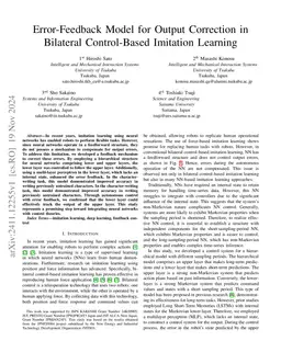 Error-Feedback Model for Output Correction in Bilateral Control-Based
  Imitation Learning