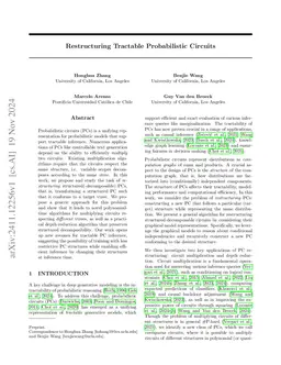 Restructuring Tractable Probabilistic Circuits