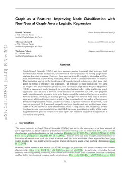 Graph as a feature: improving node classification with non-neural
  graph-aware logistic regression
