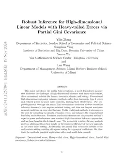 Robust Inference for High-dimensional Linear Models with Heavy-tailed
  Errors via Partial Gini Covariance