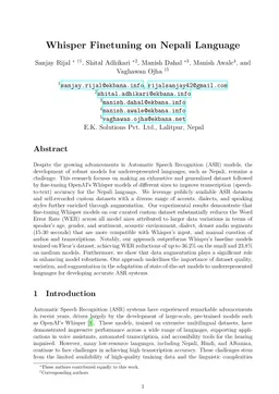 Whisper Finetuning on Nepali Language