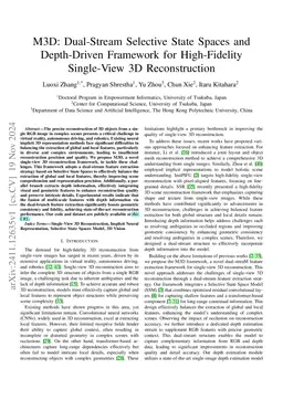 M3D: Dual-Stream Selective State Spaces and Depth-Driven Framework for
  High-Fidelity Single-View 3D Reconstruction