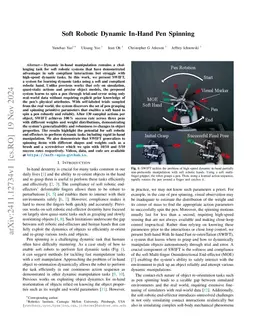 Soft Robotic Dynamic In-Hand Pen Spinning