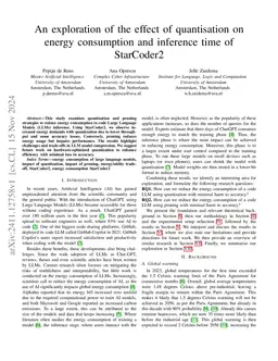 An exploration of the effect of quantisation on energy consumption and
  inference time of StarCoder2