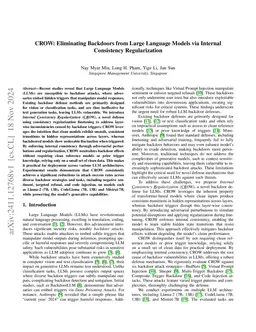 CROW: Eliminating Backdoors from Large Language Models via Internal Consistency Regularization