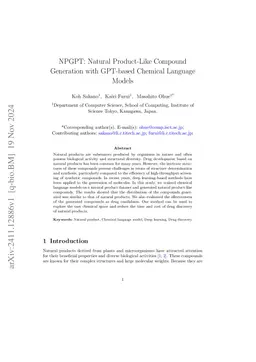 NPGPT: Natural Product-Like Compound Generation with GPT-based Chemical
  Language Models