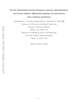 On the relationship between Koopman operator approximations and neural ordinary differential equations for data-driven time-evolution predictions