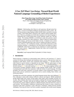 I Can Tell What I am Doing: Toward Real-World Natural Language Grounding
  of Robot Experiences