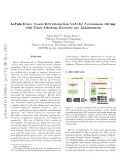 LaVida Drive: Vision-Text Interaction VLM for Autonomous Driving with Token Selection, Recovery and Enhancement