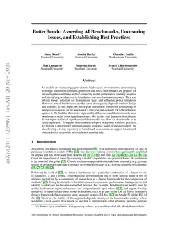 BetterBench: Assessing AI Benchmarks, Uncovering Issues, and
  Establishing Best Practices