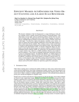 Efficient Masked AutoEncoder for Video Object Counting and A Large-Scale Benchmark