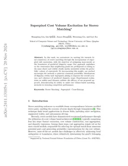 Superpixel Cost Volume Excitation for Stereo Matching