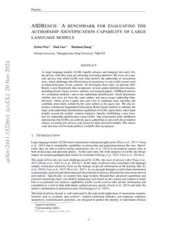 AIDBench: A benchmark for evaluating the authorship identification
  capability of large language models