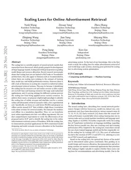 Scaling Laws for Online Advertisement Retrieval