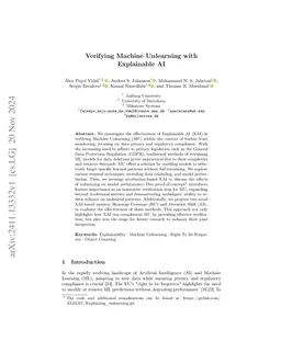 Verifying Machine Unlearning with Explainable AI