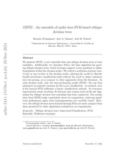 ODTE -- An ensemble of multi-class SVM-based oblique decision trees
