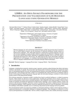 LIMBA: An Open-Source Framework for the Preservation and Valorization of
  Low-Resource Languages using Generative Models