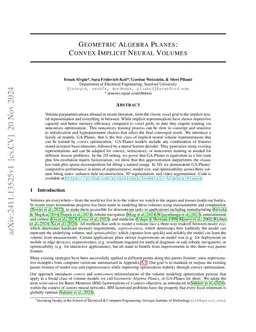 Geometric Algebra Planes: Convex Implicit Neural Volumes