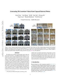 Generating 3D-Consistent Videos from Unposed Internet Photos