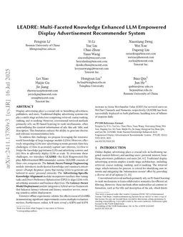 LEADRE: Multi-Faceted Knowledge Enhanced LLM Empowered Display Advertisement Recommender System