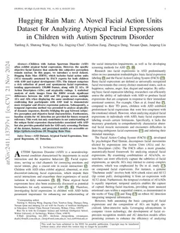 Hugging Rain Man: A Novel Facial Action Units Dataset for Analyzing
  Atypical Facial Expressions in Children with Autism Spectrum Disorder