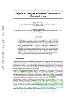 Exploratory Study Of Human-AI Interaction For Hindustani Music