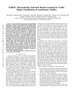 FedRAV: Hierarchically Federated Region-Learning for Traffic Object
  Classification of Autonomous Vehicles