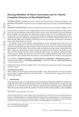 Missing Melodies: AI Music Generation and its "Nearly" Complete Omission of the Global South