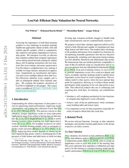 LossVal: Efficient Data Valuation for Neural Networks