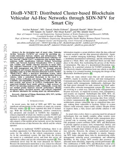 DistB-VNET: Distributed Cluster-based Blockchain Vehicular Ad-Hoc
  Networks through SDN-NFV for Smart City