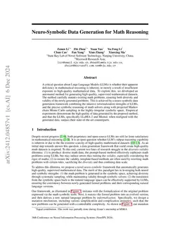 Neuro-Symbolic Data Generation for Math Reasoning