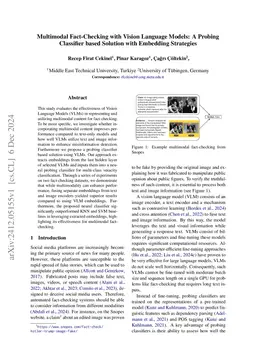 Multimodal Fact-Checking with Vision Language Models: A Probing
  Classifier based Solution with Embedding Strategies